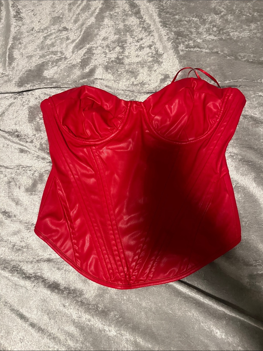 Fashion Nova Red Faux Leather Corset Top